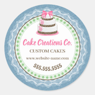 Pegatina Redonda Embalaje elegante de pasteles personalizado