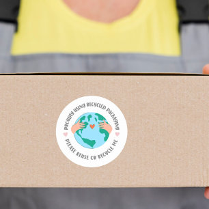 Pegatina Redonda Embalaje reciclado ecológico verde tierra