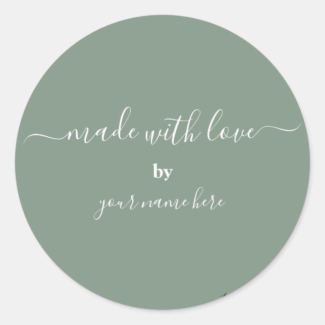 Pegatina Redonda Embalaje simple y elegante hecho a mano (Anverso)