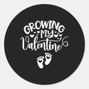 Pegatina Redonda Embarazo de mi San Valentín Embarazada Nueva Mamá 
