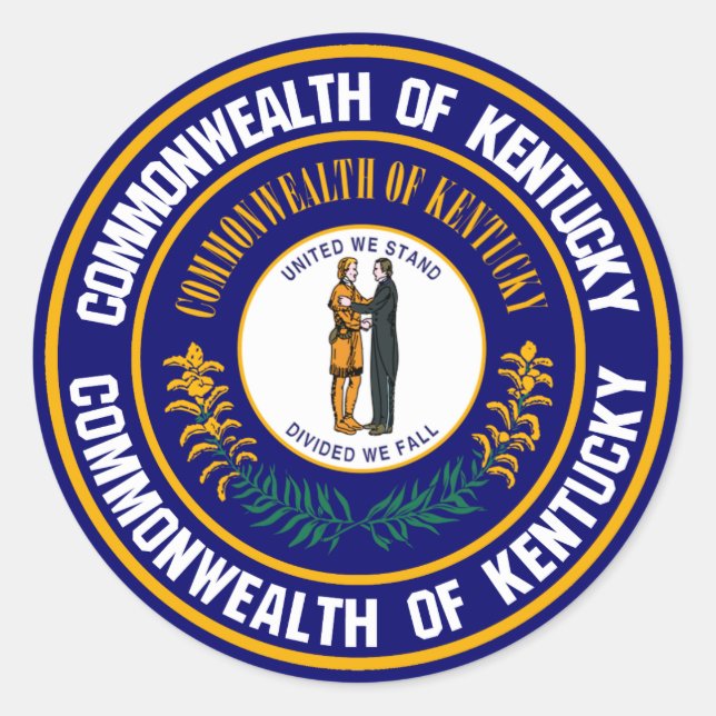Pegatina Redonda Emblem redondo de Kentucky (Anverso)