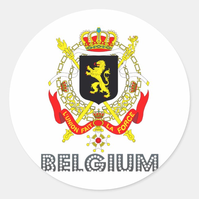 Pegatina Redonda Emblema belga (Anverso)