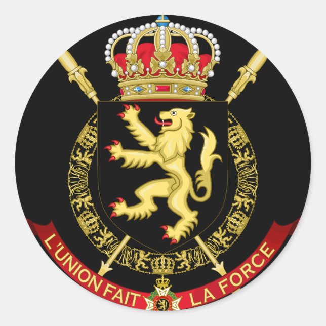 Pegatina Redonda emblema bélico (Anverso)