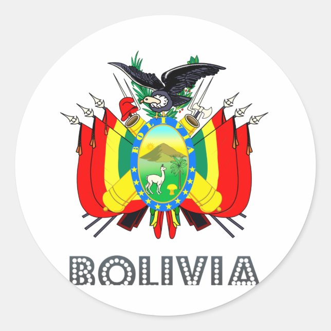 Pegatina Redonda Emblema boliviano (Anverso)
