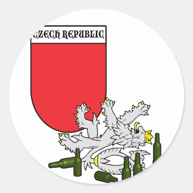 Pegatina Redonda Emblema checo con león (Anverso)