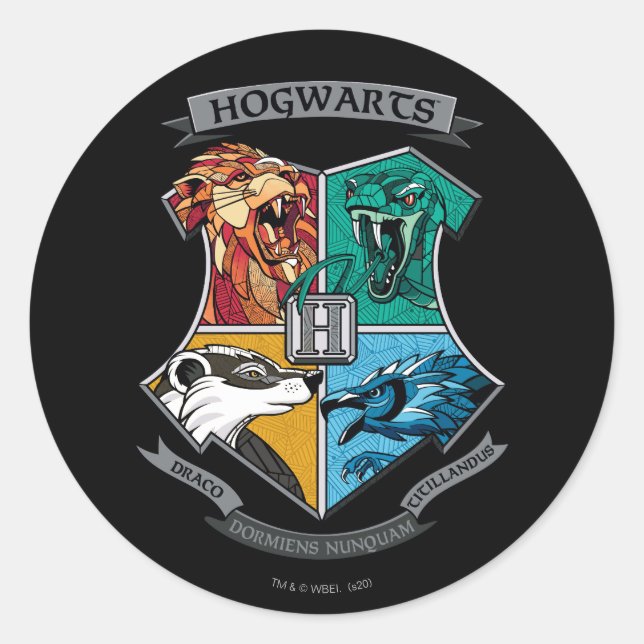 Pegatina Redonda Emblema cruzado HOGWARTS™ (Anverso)