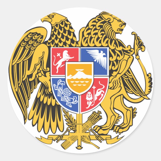 Pegatina Redonda emblema de armenia (Anverso)