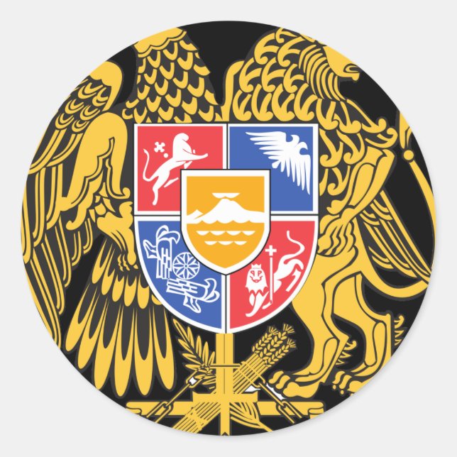 Pegatina Redonda emblema de armenia (Anverso)