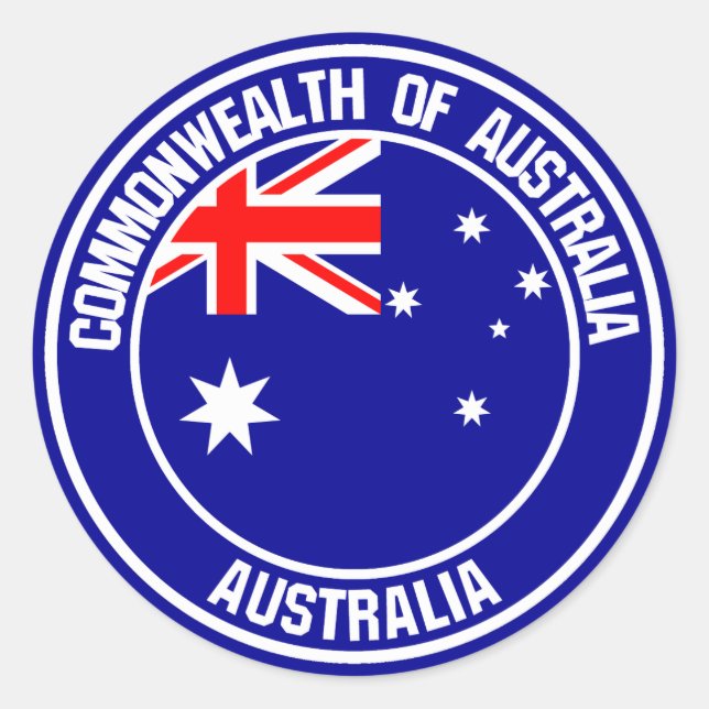 Pegatina Redonda Emblema de Australia redonda (Anverso)