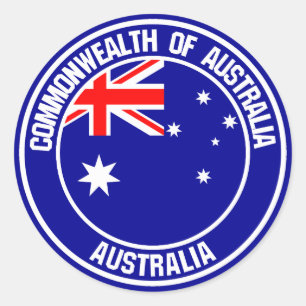 Pegatina Redonda Emblema de Australia redonda