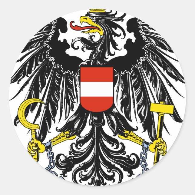 Pegatina Redonda emblema de austria (Anverso)