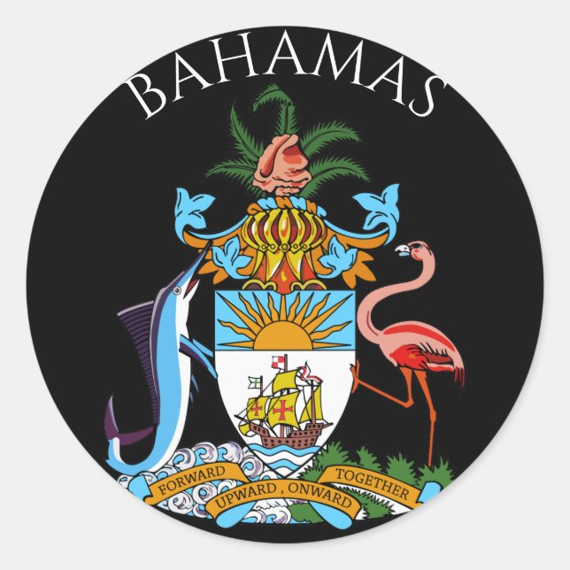 Pegatina Redonda emblema de bahamas (Anverso)