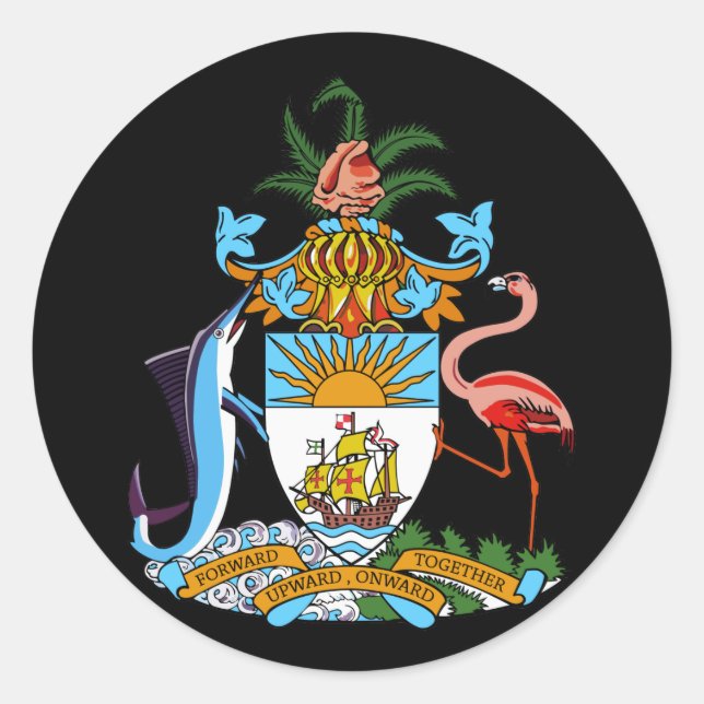 Pegatina Redonda emblema de bahamas (Anverso)