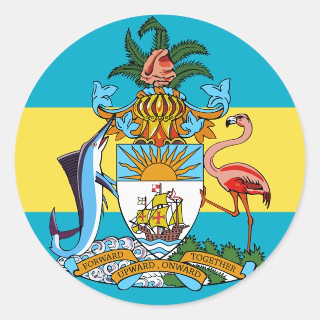 Pegatina Redonda emblema de bahamas (Anverso)