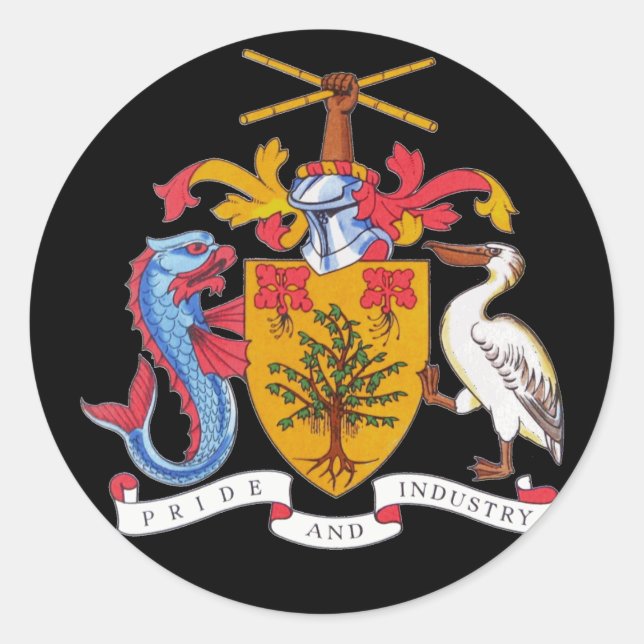 Pegatina Redonda emblema de barbados (Anverso)
