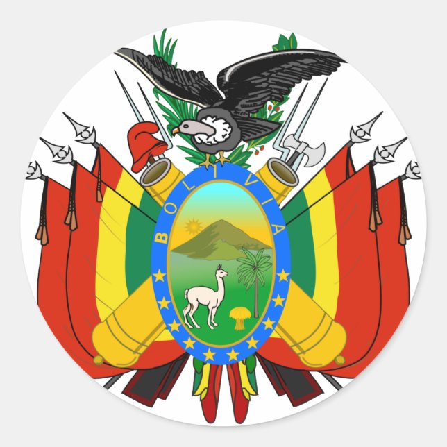 Pegatina Redonda emblema de bolivia (Anverso)