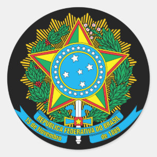 Pegatina Redonda emblema de brasil