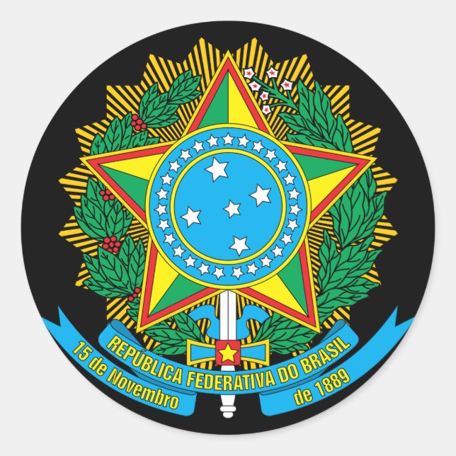 Pegatina Redonda emblema de brasil (Anverso)