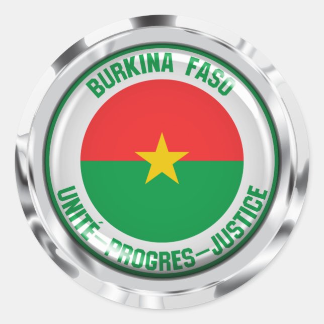 Pegatina Redonda Emblema de Burkina Faso redonda (Anverso)