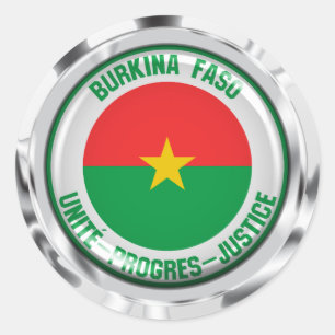 Pegatina Redonda Emblema de Burkina Faso redonda