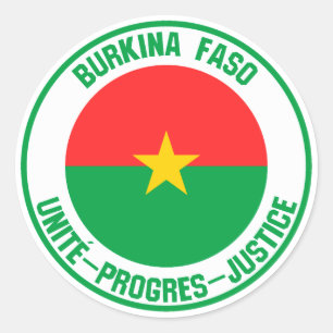 Pegatina Redonda Emblema de Burkina Faso redonda