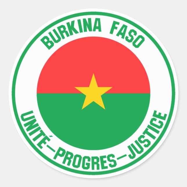 Pegatina Redonda Emblema de Burkina Faso redonda (Anverso)
