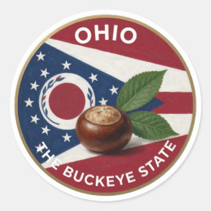 Pegatina Redonda Emblema de Castaño de Ohio 🌰