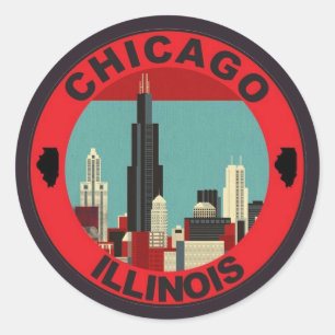 Pegatina Redonda Emblema de Chicago