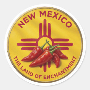 Pegatina Redonda Emblema de Chile de Nuevo México 🌶️