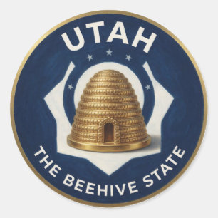Pegatina Redonda Emblema de colmena de Utah 🐝