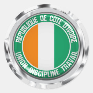 Pegatina Redonda Emblema de Costa de Marfil