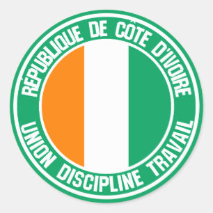 Pegatina Redonda Emblema de Costa de Marfil