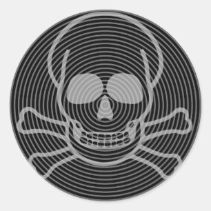 Pegatina Redonda Emblema de cráneo y cruces