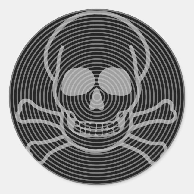 Pegatina Redonda Emblema de cráneo y cruces (Anverso)