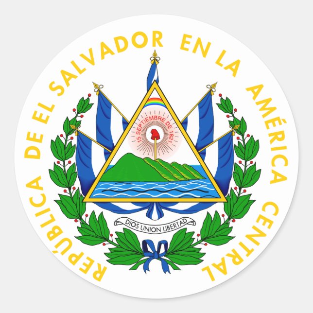 Pegatina Redonda emblema de el salvador (Anverso)