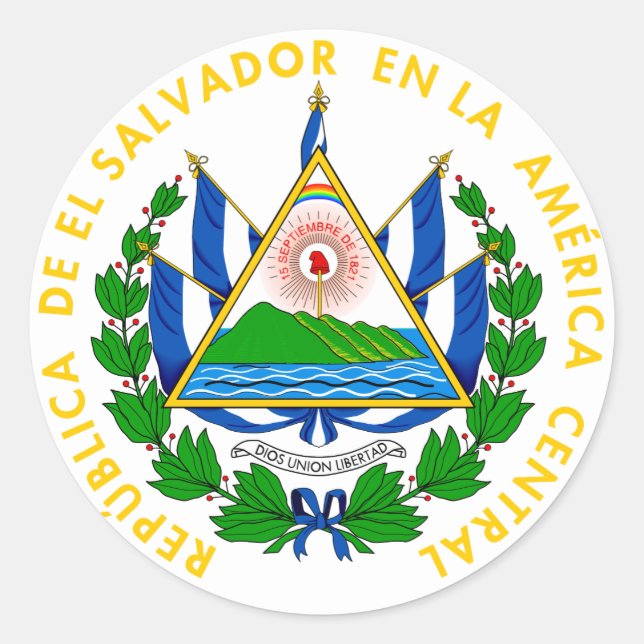 Pegatina Redonda emblema de el salvador (Anverso)