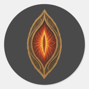Pegatina Redonda Emblema de fantasía del Señor Oscuro Ojo de Fuego