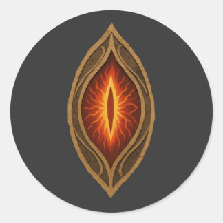 Pegatina Redonda Emblema de fantasía del Señor Oscuro Ojo de Fuego