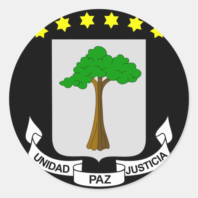 Pegatina Redonda emblema de guinea ecuatorial (Anverso)