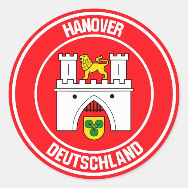 Pegatina Redonda Emblema de Hanover Round (Anverso)