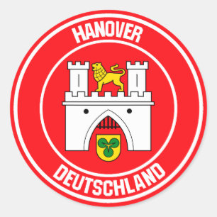 Pegatina Redonda Emblema de Hanover Round