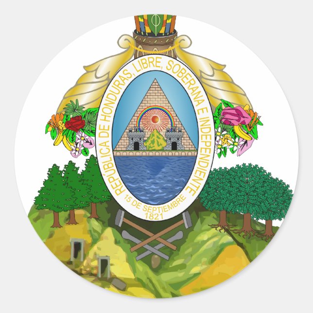 Pegatina Redonda emblema de honduras (Anverso)