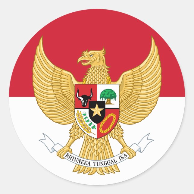 Pegatina Redonda emblema de indonesia (Anverso)