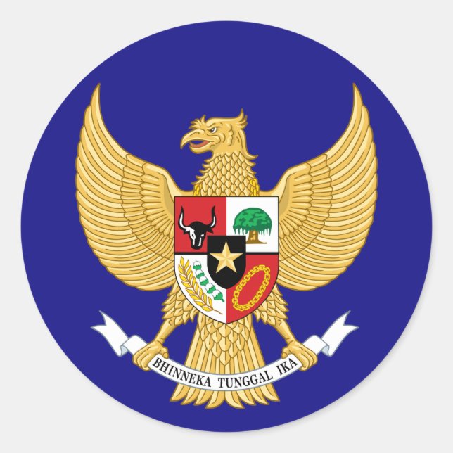 Pegatina Redonda emblema de indonesia (Anverso)