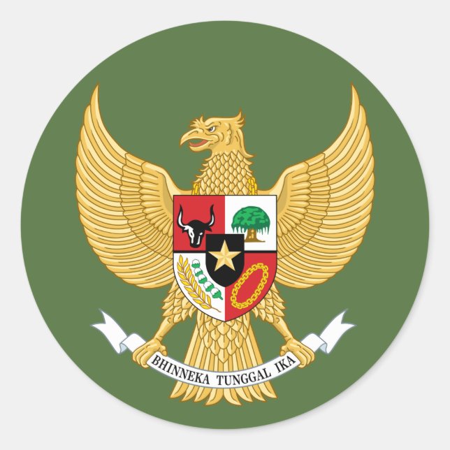 Pegatina Redonda emblema de indonesia (Anverso)