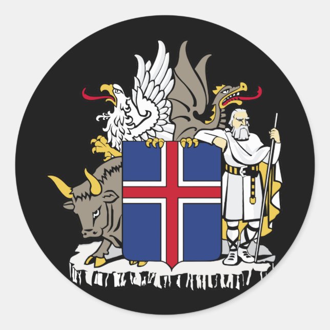 Pegatina Redonda emblema de islandia (Anverso)