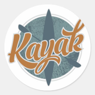 Pegatina Redonda Emblema de Kayak