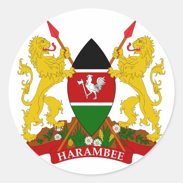 Pegatina Redonda emblema de kenya (Anverso)
