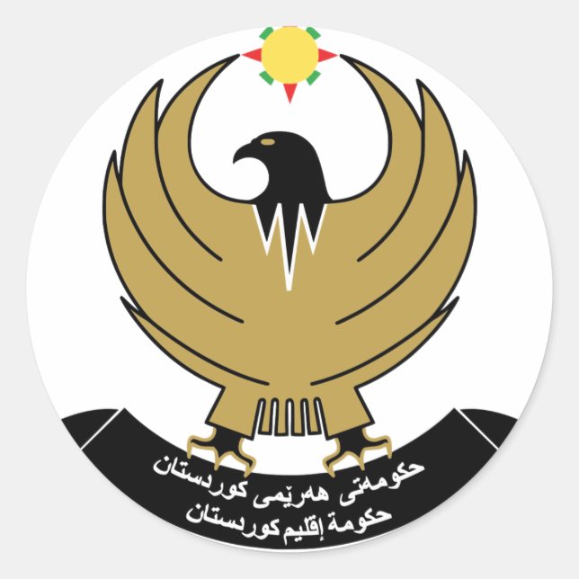 Pegatina Redonda emblema de kurdistan (Anverso)