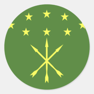 Pegatina Redonda Emblema de la bandera de Adygea
